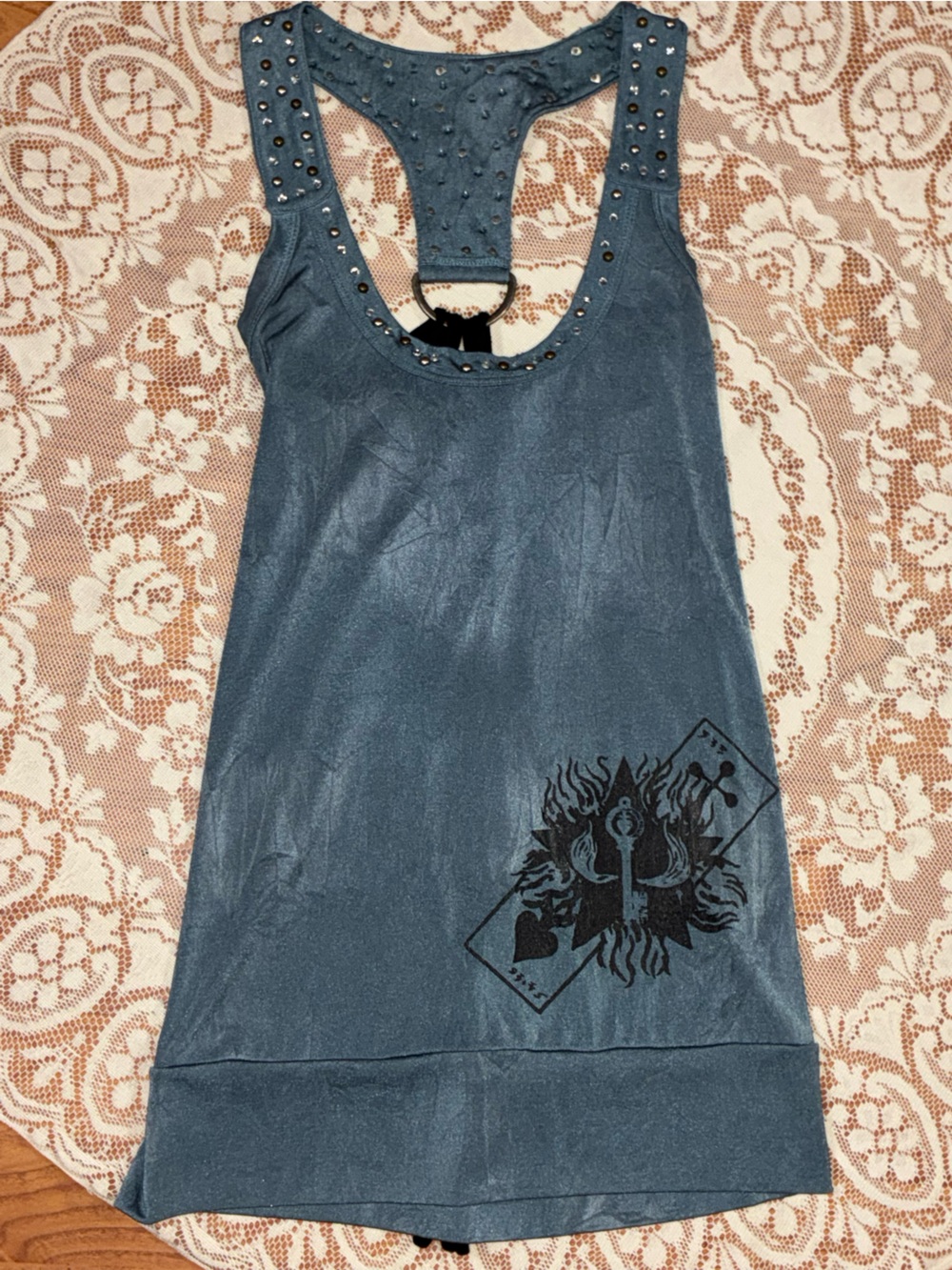 Salvage Light Blue Tank with Ring-Detail Straps